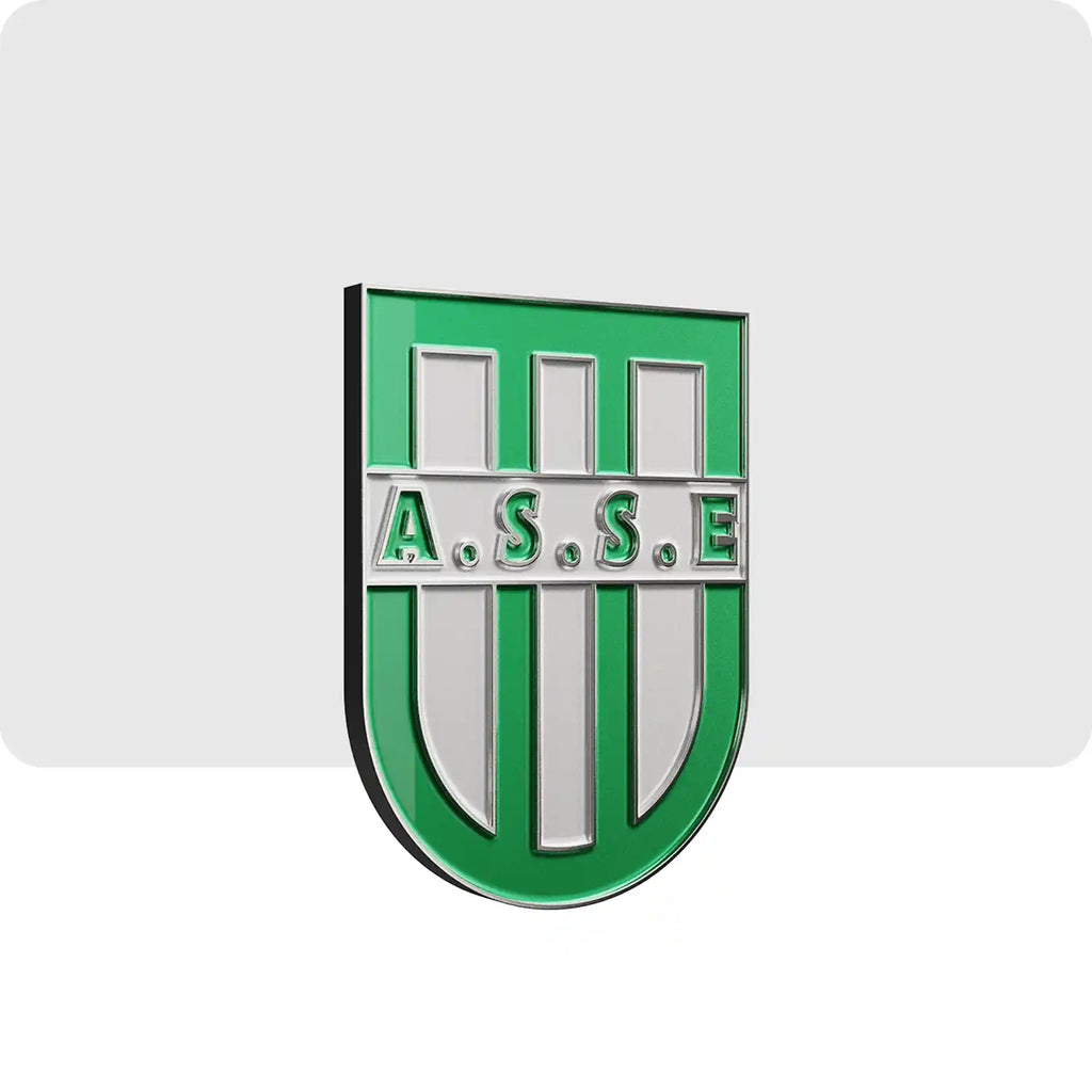 pins personnalisé de couleur blanc et vert représentant le blason de l'équipe de football de l'ASSE.